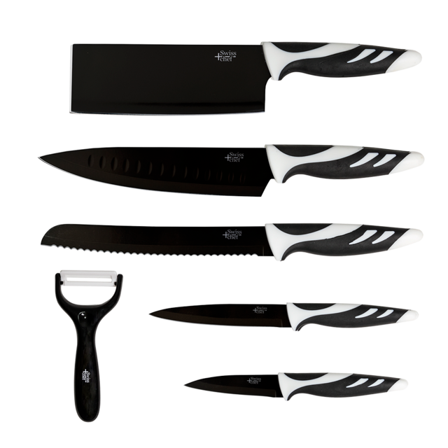Juego de 6 Cuchillos de Cocina de Alta Gama Swiss Chef. Cuchillos Profesionales