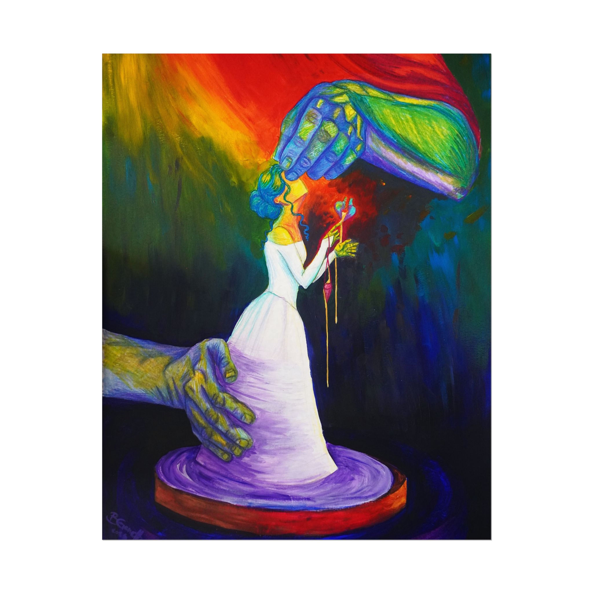"In His Hands" Art Print on Watercolor Paper