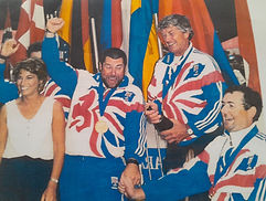 GB Team collect their Gold medals after their win at the Atlanta Paralympics in 1996.