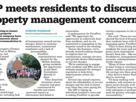 EADT Coverage of FirstPort Residents Meetings