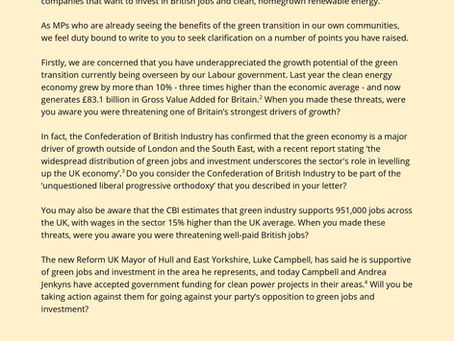 Joint letter to Richard Tice