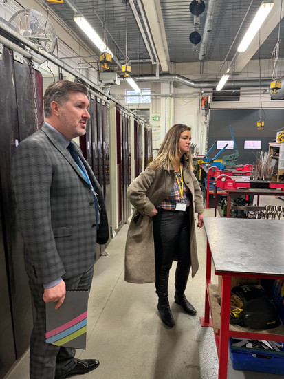Jenny and principle Alan Pease in the welding workshop