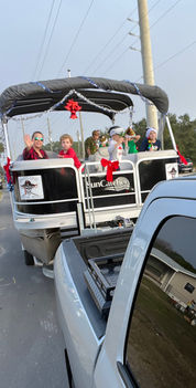 Pontoon boat in parade