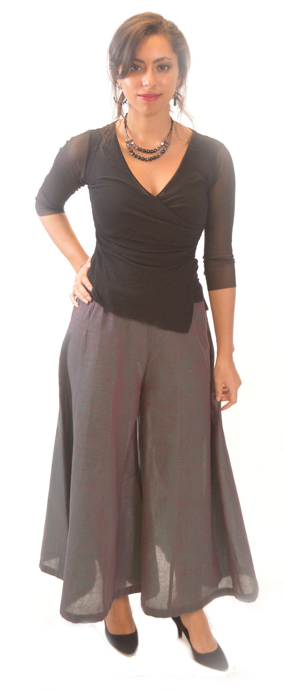 Green Grey ZigZag Plazzo Pants