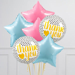 Thumbnail: Pastel Pink & Blue Thank You Inflated Foil Balloons
