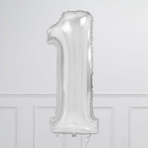 Thumbnail: Inflated Ice Blue Silver Birthday Balloon Numbers
