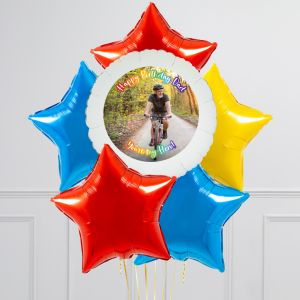 Thumbnail: Happy Birthday Superhero Rainbow Photo Upload Balloon Bunch