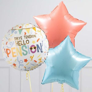 Thumbnail: Happy Retirement Pastel Stars Inflated Foil Balloon Bunch