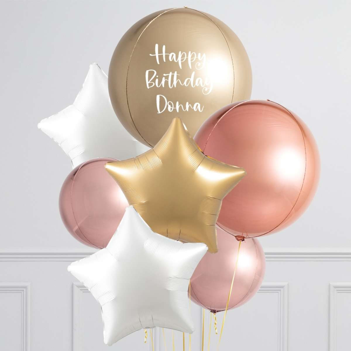 Personalized Copper Chrome Inflated Big Balloon Bunch