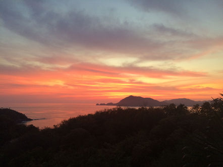 Sunset over pacific bay Manzanillo, Colima Mexico