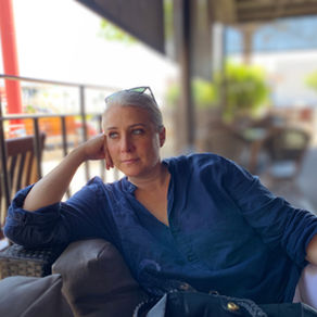 Publisher Jennifer Bristol outdoor cafe shot