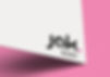 Jak Body logo in black, magenta and grey on thick white card on pink background, design by Organic Lines Design Studio