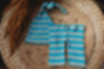 Turquoise and Gray Striped Waffle Knit Set