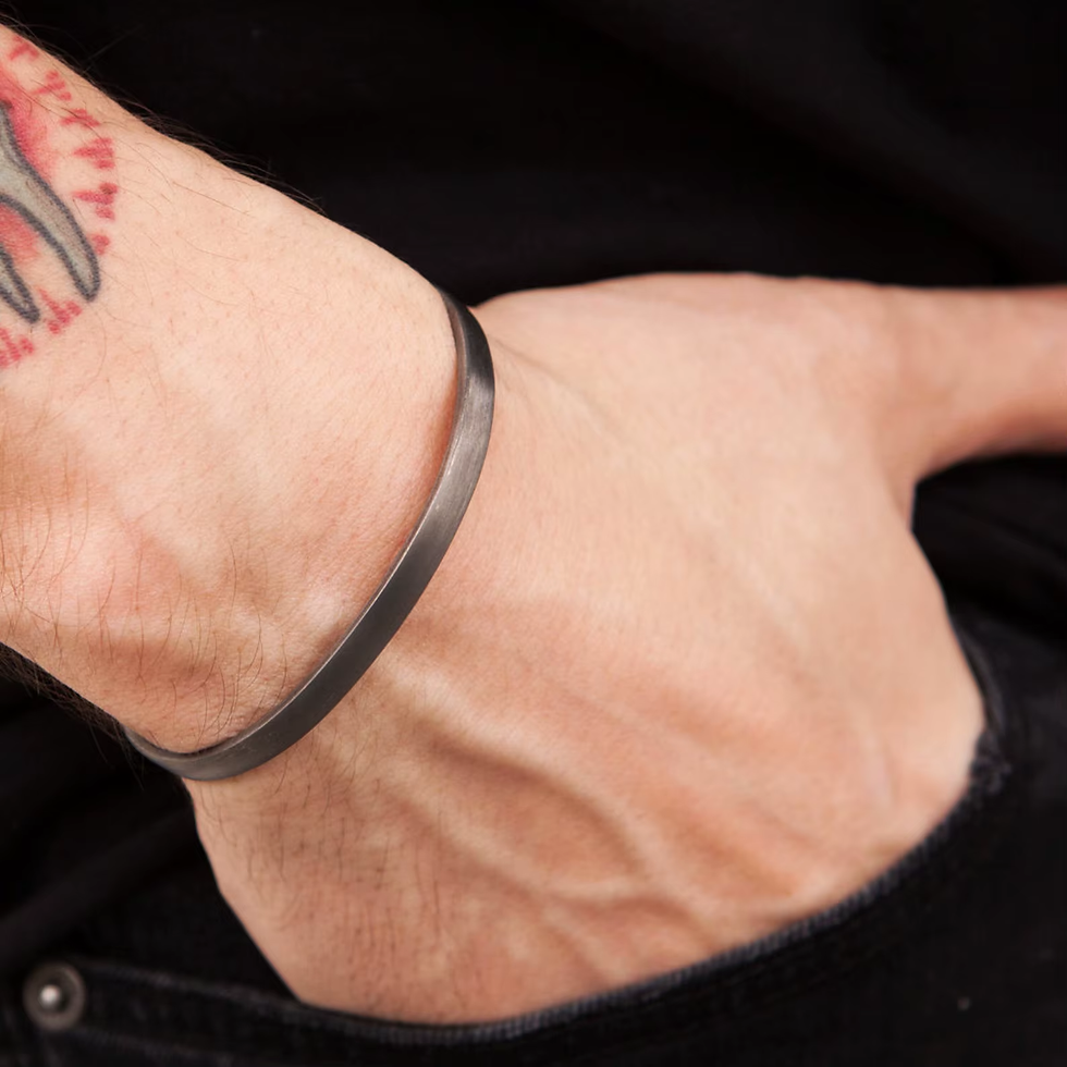Thumbnail: Modern Brushed Steel Cuff Bracelet (Matte Finish)