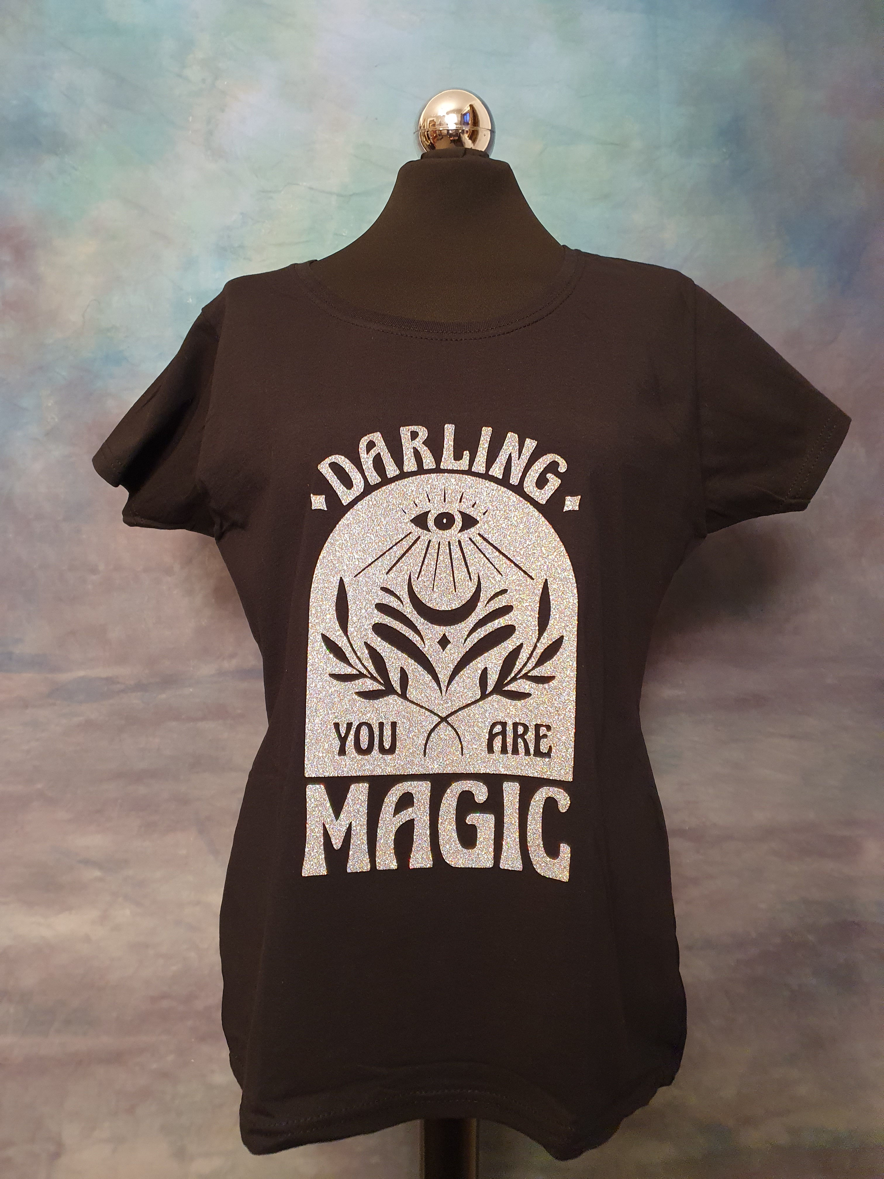 Darling You Are Magic 🎩 Multi colour Silver Glitter Inspiration T-Shirt 
