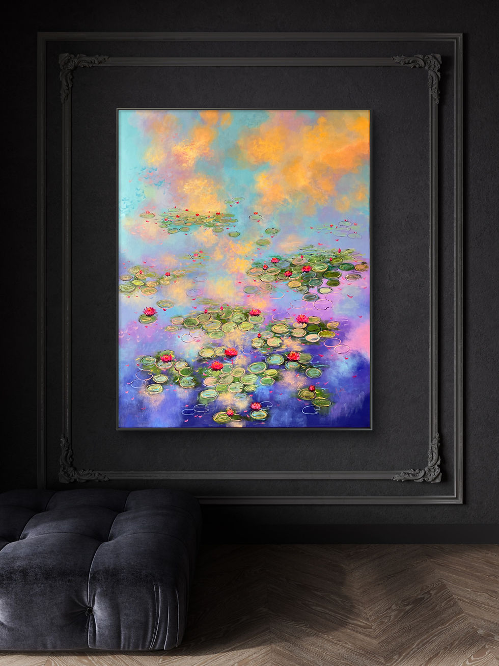 Miniature : The Celestial Tapestry in a mockup frame on black wall interiors