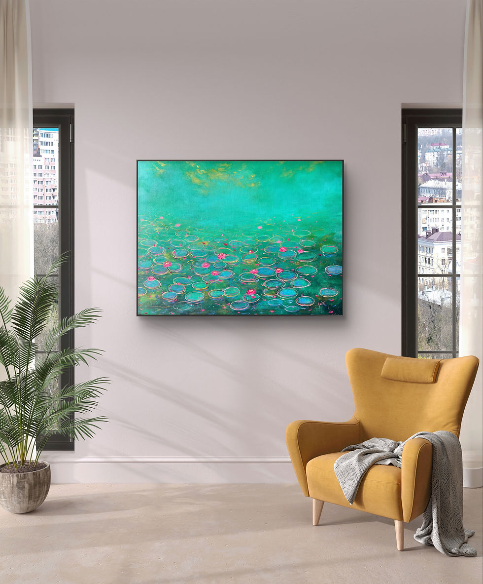 Miniature : A delicate moment emerald green art in mockup interior