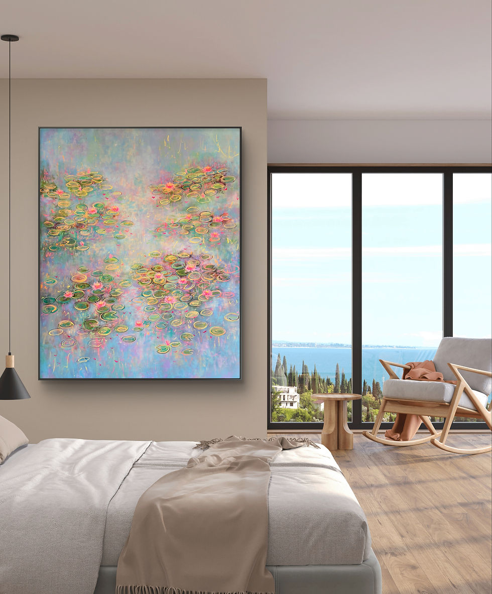 Thumbnail: If Paradise was blue water lily painting in a mockup frame in bedroom