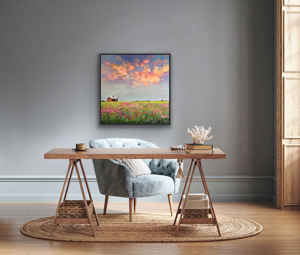 Thumbnail: Daydream country landscape wall art in mockup living room interior