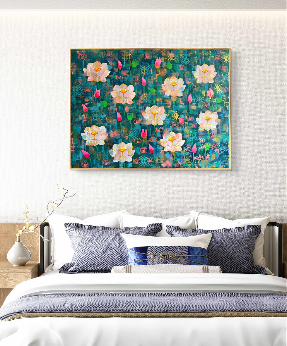 Miniature : Dreaming in Turquoise in bedroom mockup