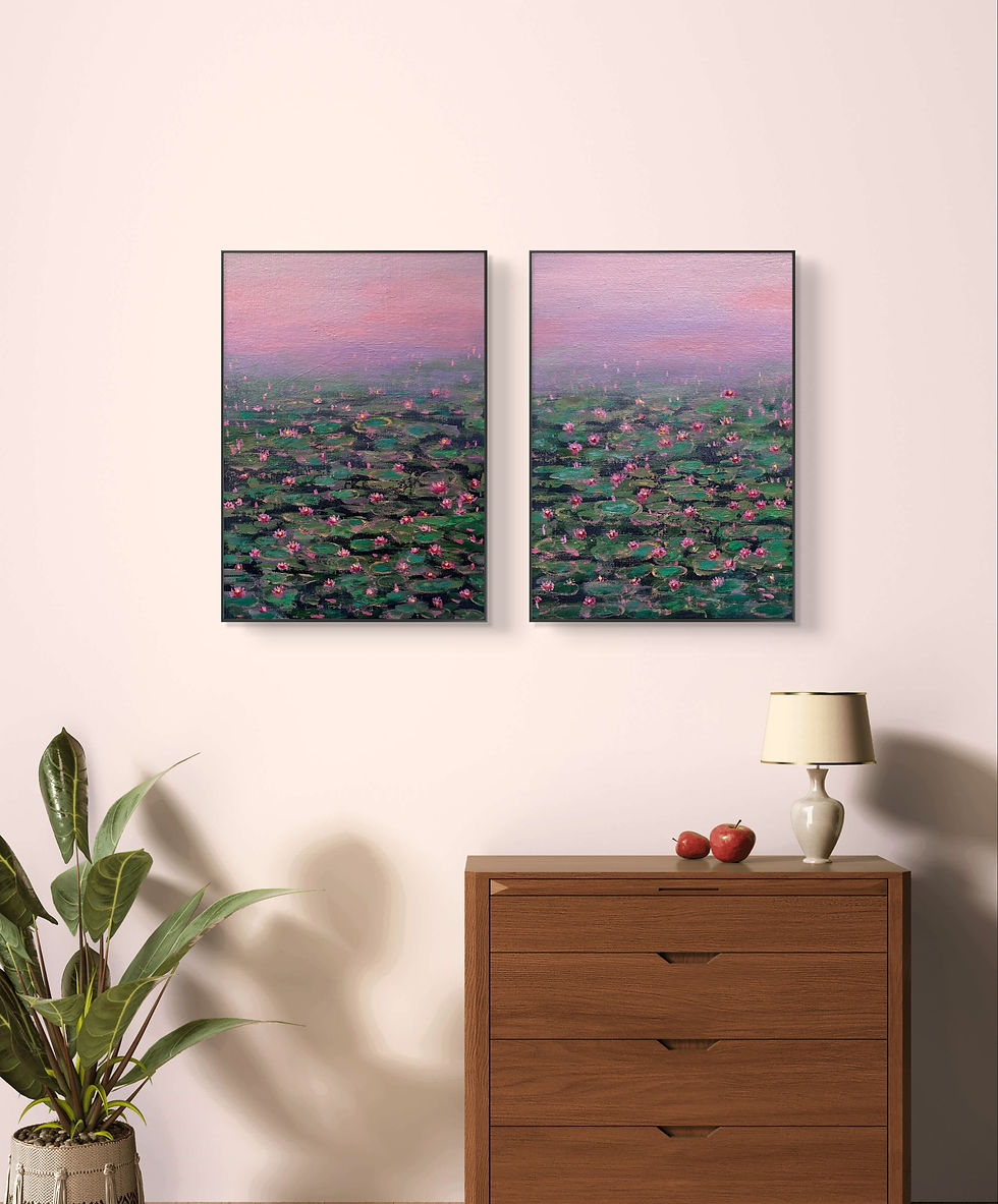 Miniature : Purple magic art in mockup frame and interior near desk side