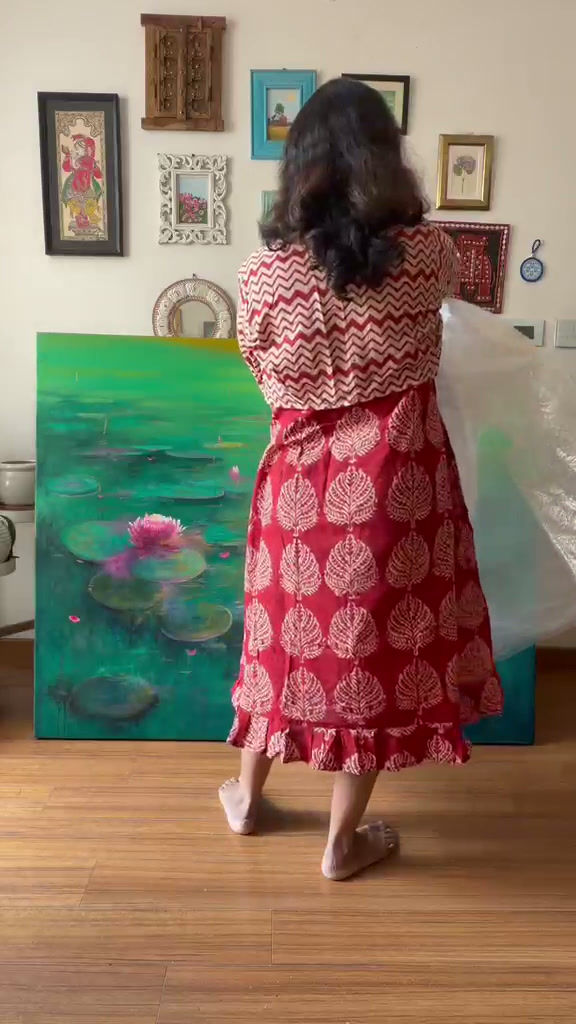 Thumbnail: The Emerald Reverie - Large Water Lily Painting by amita dand art reveal