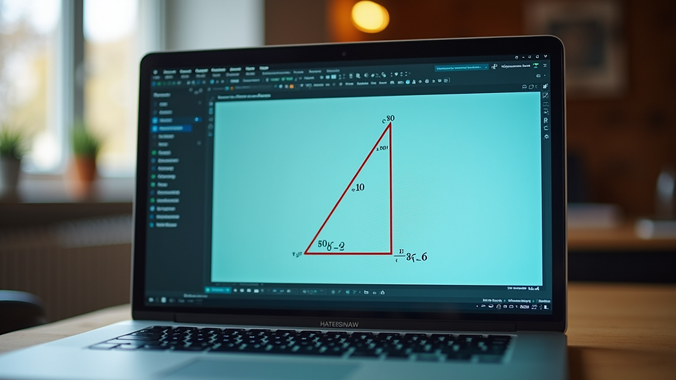 Eye-level view of a laptop screen showing an interactive trigonometry lesson