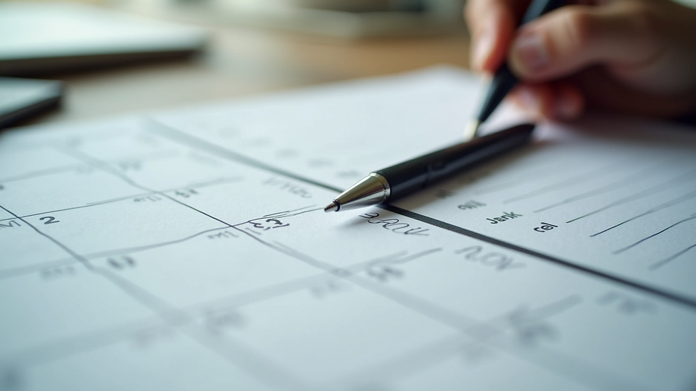 Close-up view of a calendar and pen planning coaching sessions
