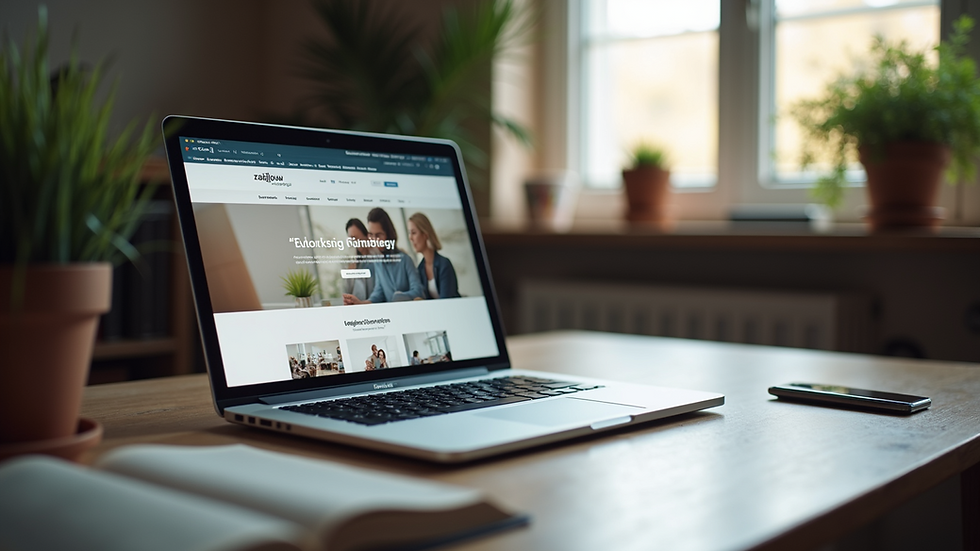 High-angle view of a laptop on a desk with an open educational website
