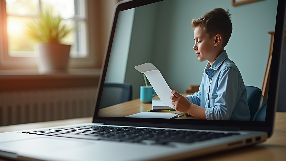 Close-up view of a laptop screen showing an online homeschool lesson