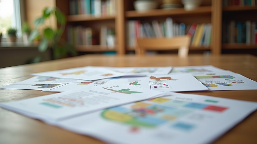 Eye-level view of a homeschool curriculum package laid out on a wooden table