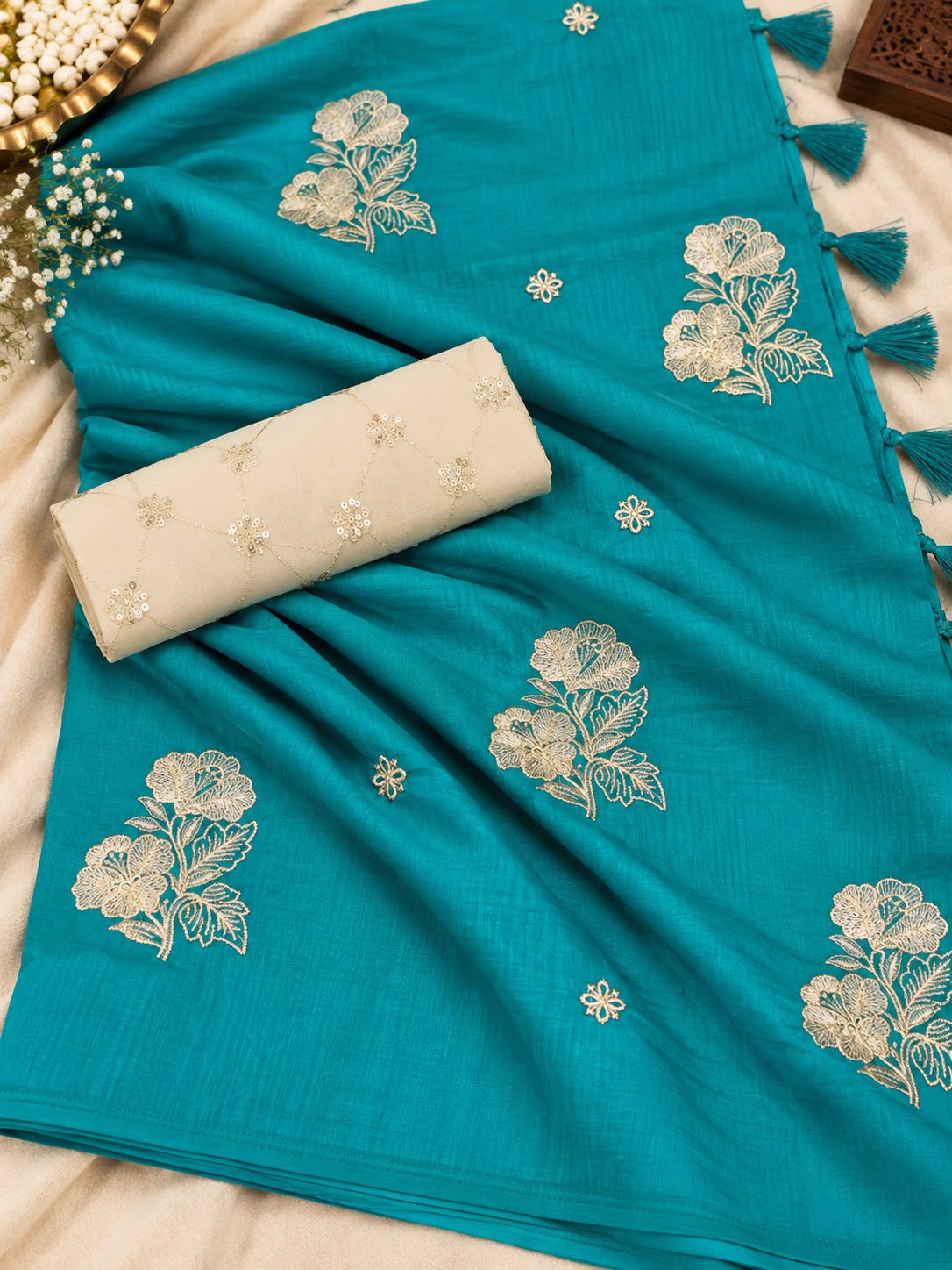 Jute Cotton Saree with Designer blouse
