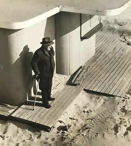 Coney Island man in black coat with cane circa 1955 by Don Snyder, All Rights Reserved
