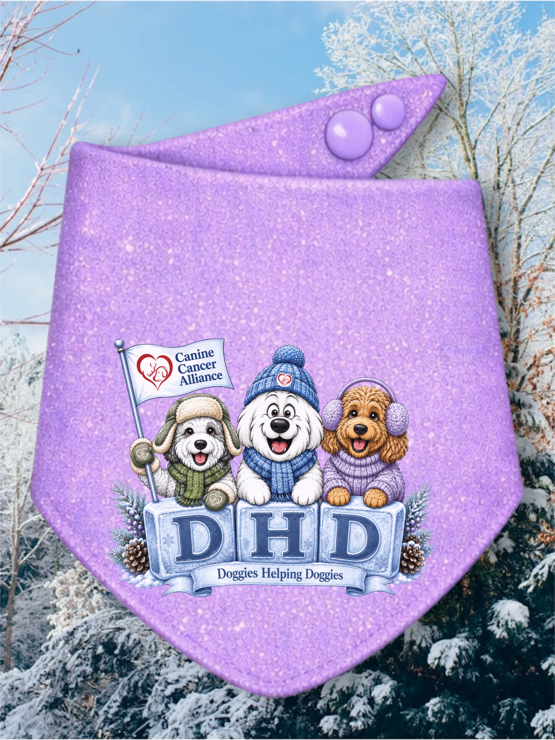 Winter Ice Doggies Helping Doggies DTF Bandana (Copy) product image 1