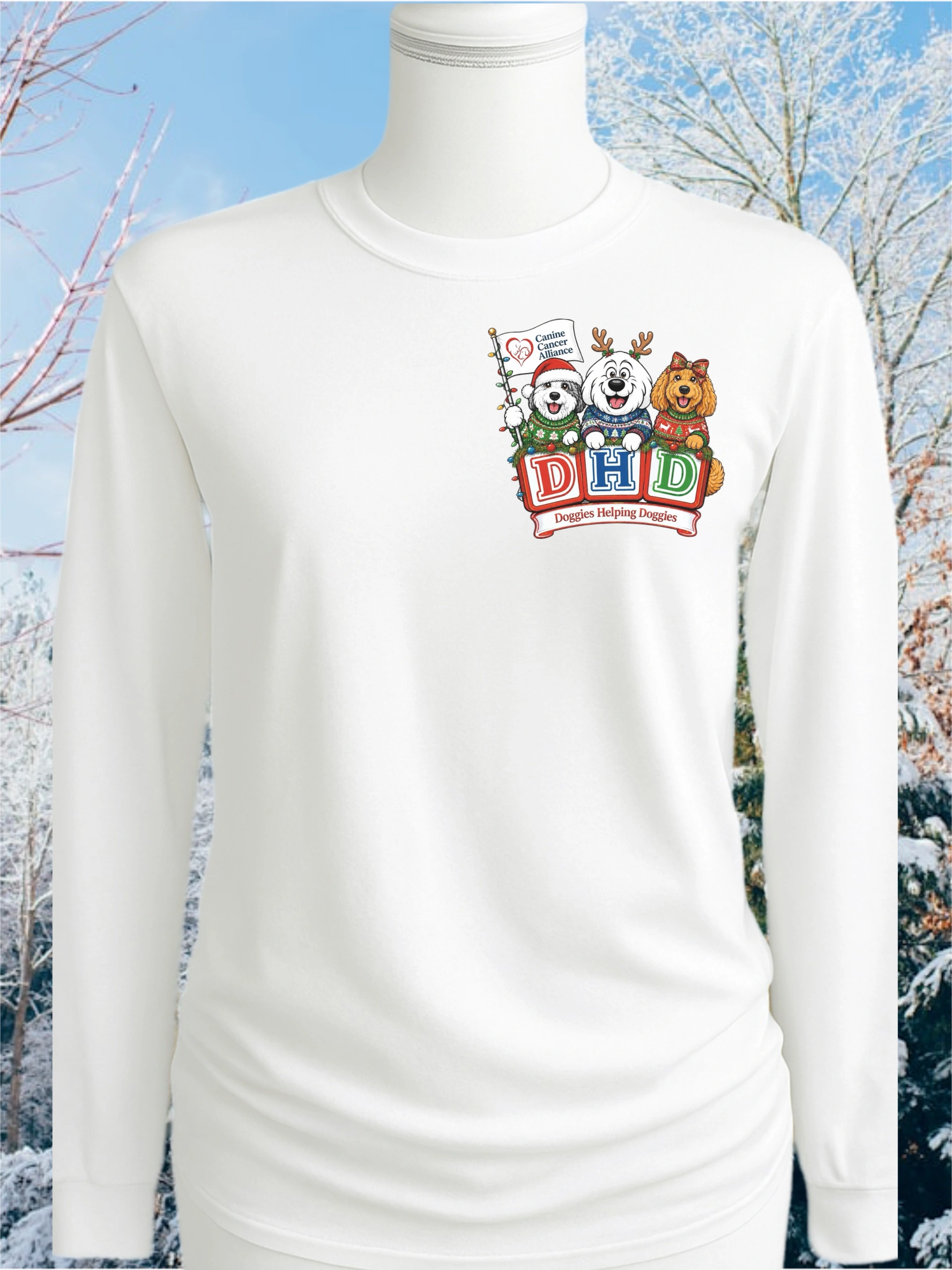 Cozy Christmas Doggies Helping Doggies Long Sleeve DTF Tee Shirt product image 1