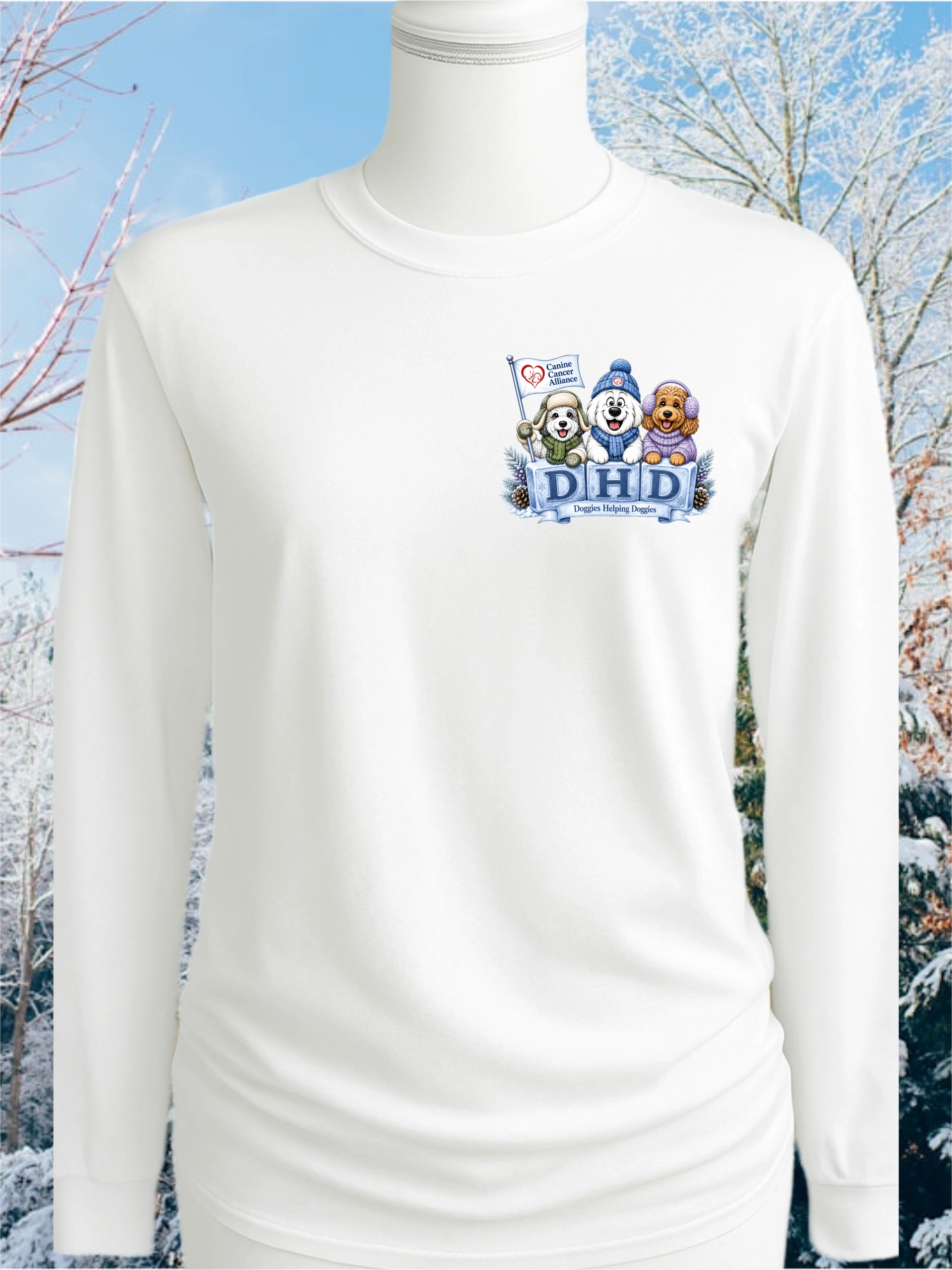 Winter Ice Doggies Helping Doggies Long Sleeve DTF Tee product image 1