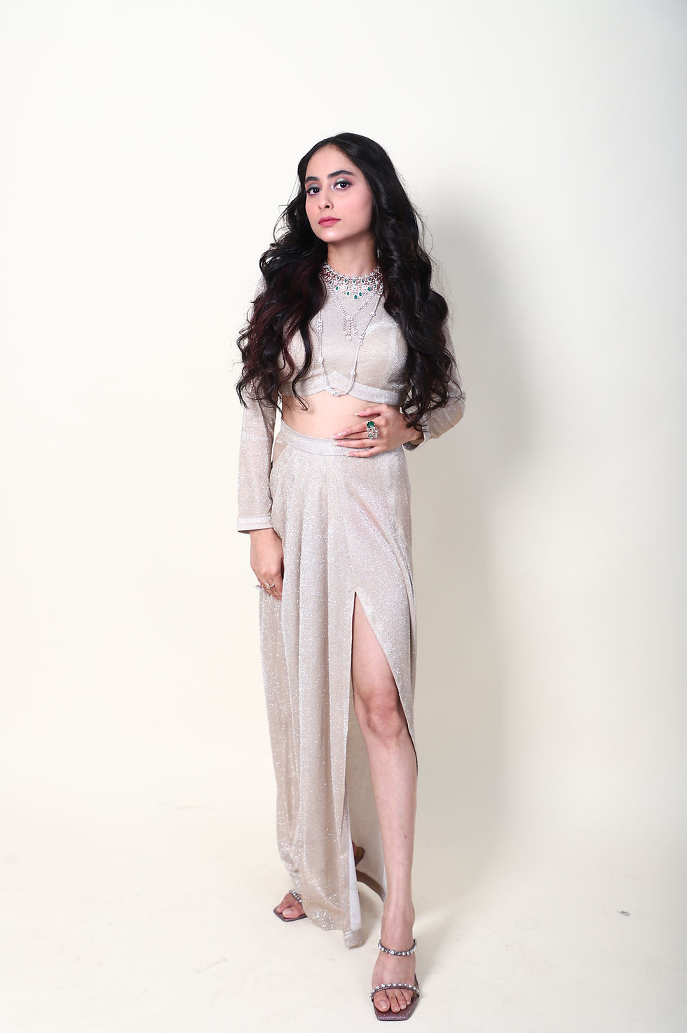 Thumbnail: Luna Glamour Crop top Dhoti skirt set