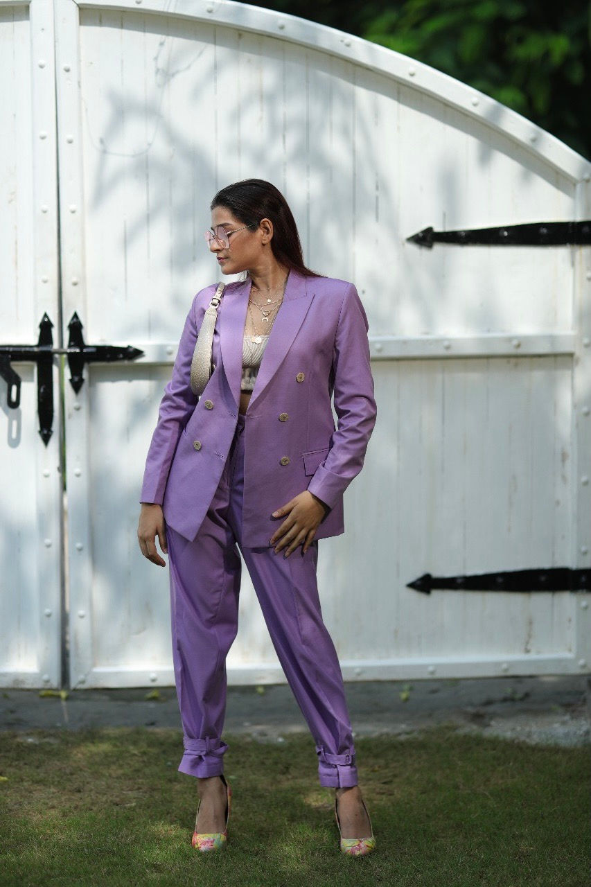 Thumbnail: Lilac ankle belted pants- convertible 
