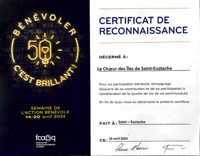 Certificat de reconnaissance