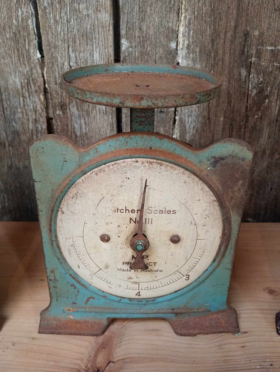 Thumbnail: Antique small kitchen scales, old paint and patina