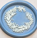 Wedgwood Effect on a Wreath Wax Seal in Blue and White