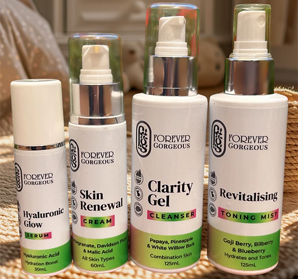 Forever Gorgeous vegan, organic anti-ageing skincare bundle set.