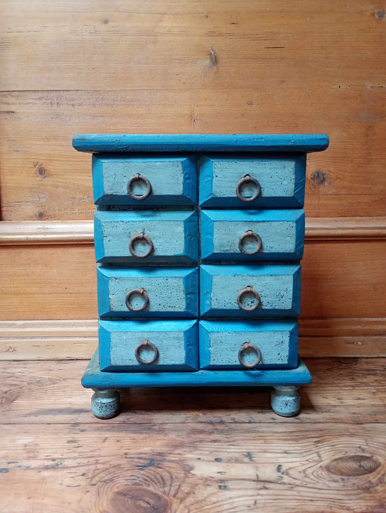 Little Vintage timber trinket drawers, blue crackled paint