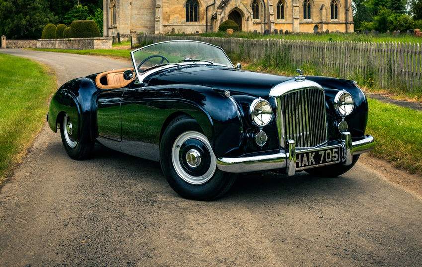 The Blizzard by Blizzard Motor Cars. A version of the Bentley Blizzard photographed in front of Church. Bentley Blizzard, classic car in a country lane.