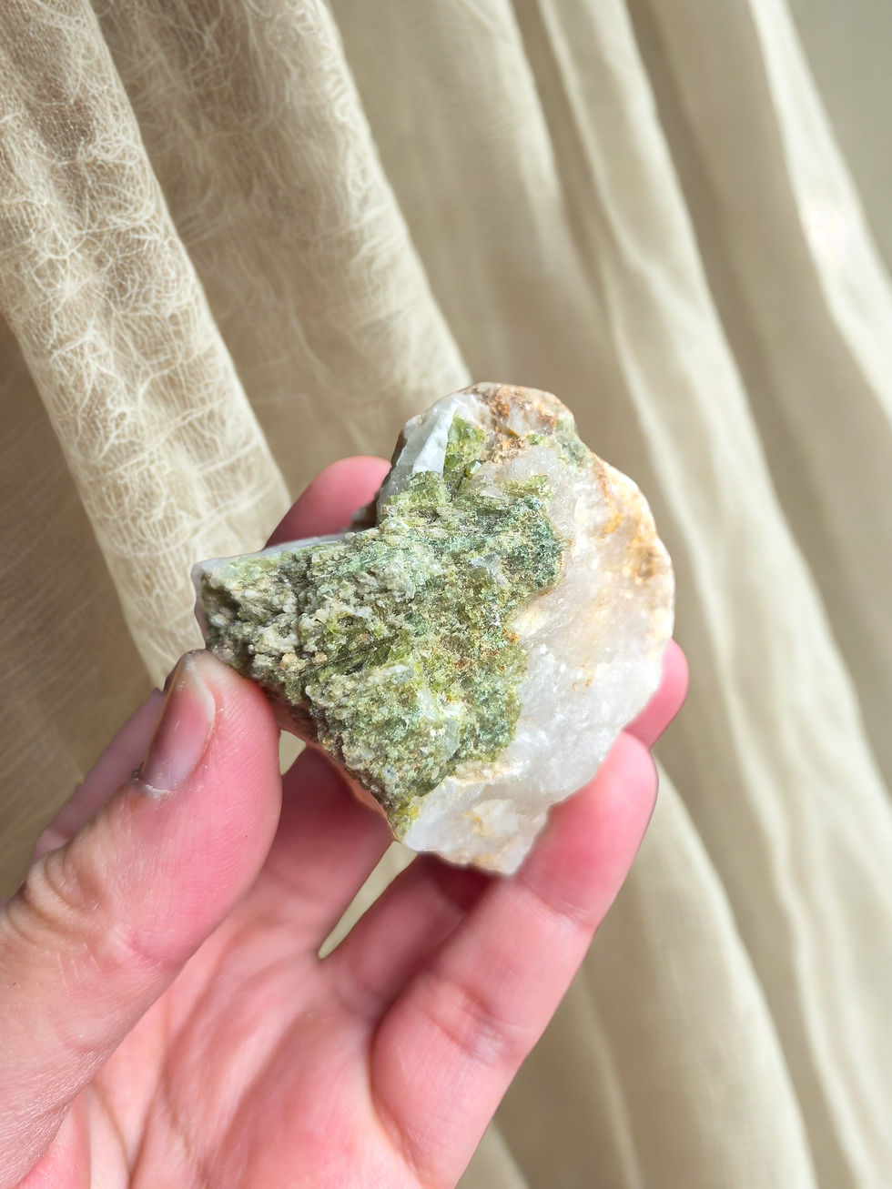 Thumbnail: Green Tourmaline with Epidote Specimen
