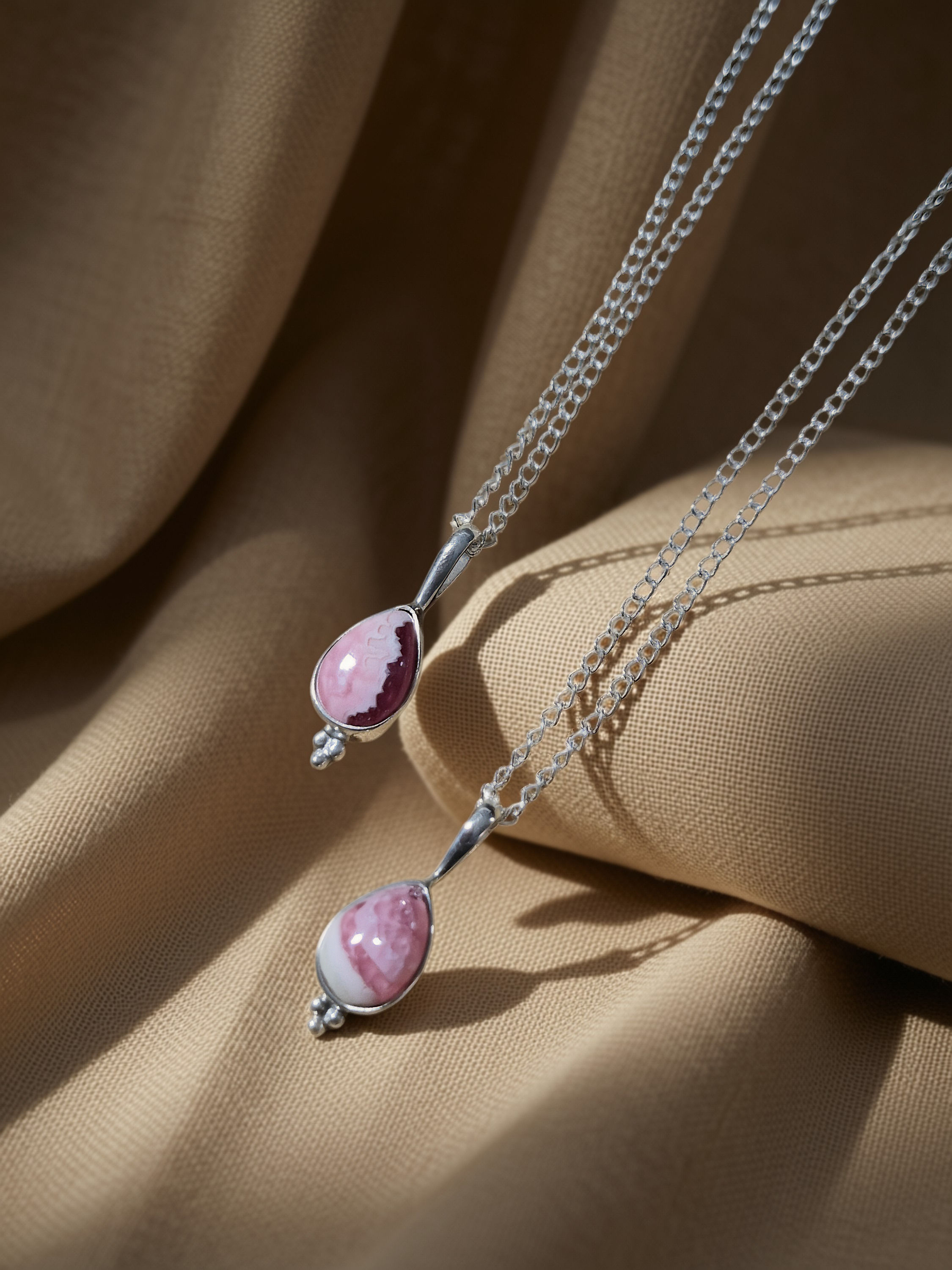 Rhodochrosite Dainty Dot Necklace