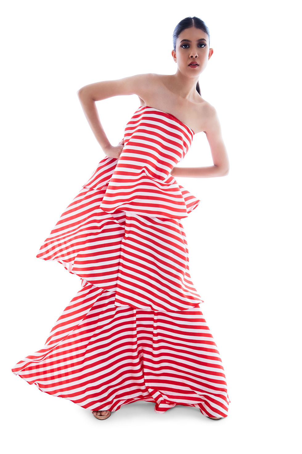 Thumbnail: Candy striped tiered maxi dress