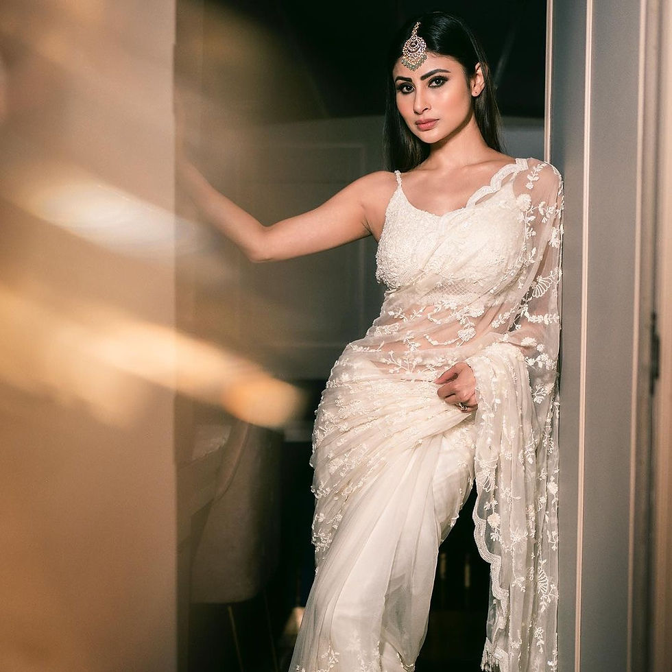 Thumbnail: Mouni Roy -Ivory Bloom saree
