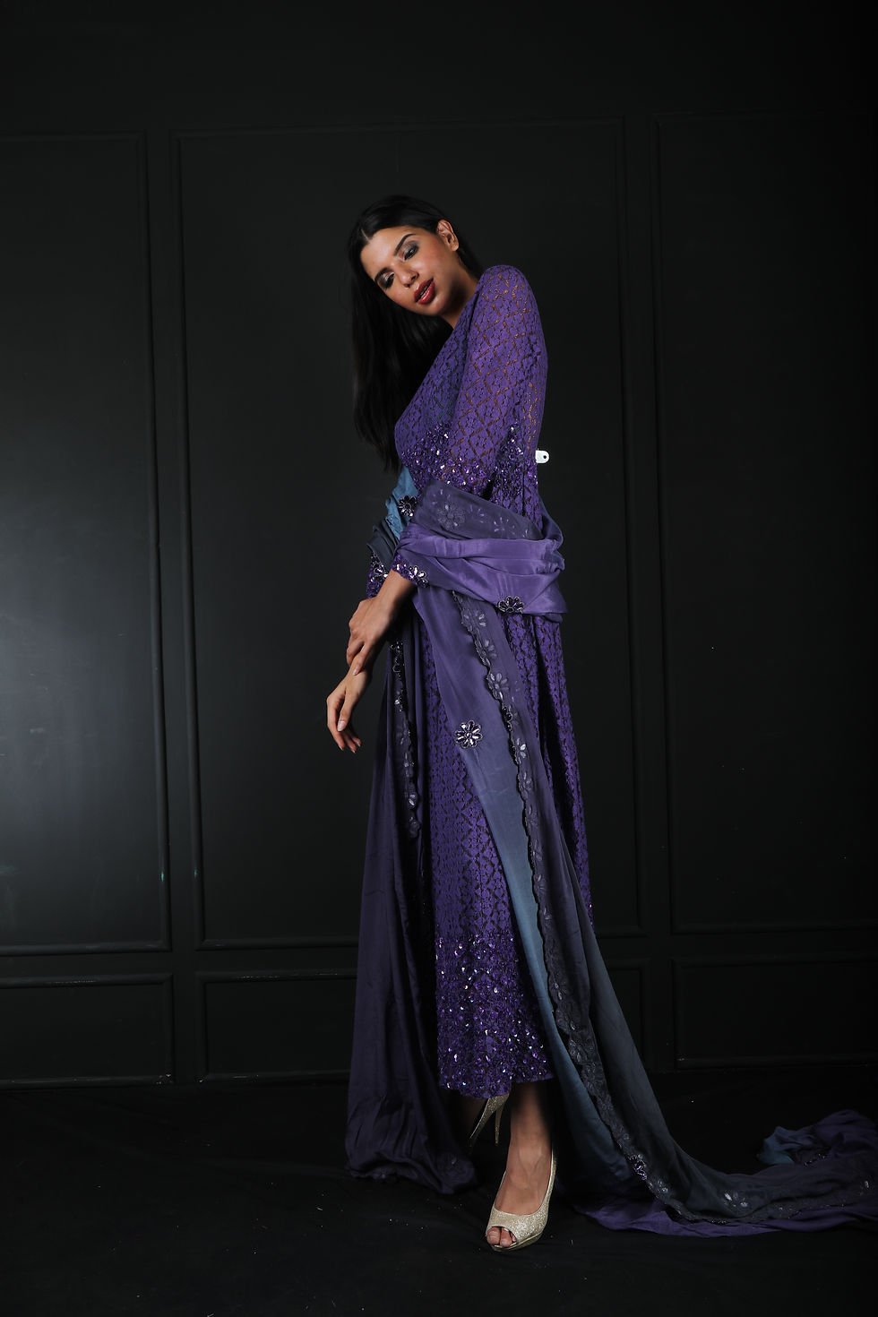 Thumbnail: Purple Hand-Embroidered Anarkali