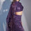 Thumbnail: Purple orgnza,Pleated Sequin High Neck embroidered lehenga set